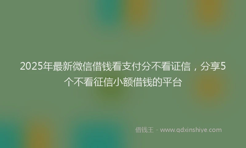 2025年最新微信借钱看支付分不看证信，分享5个不看征信小额借钱的平台