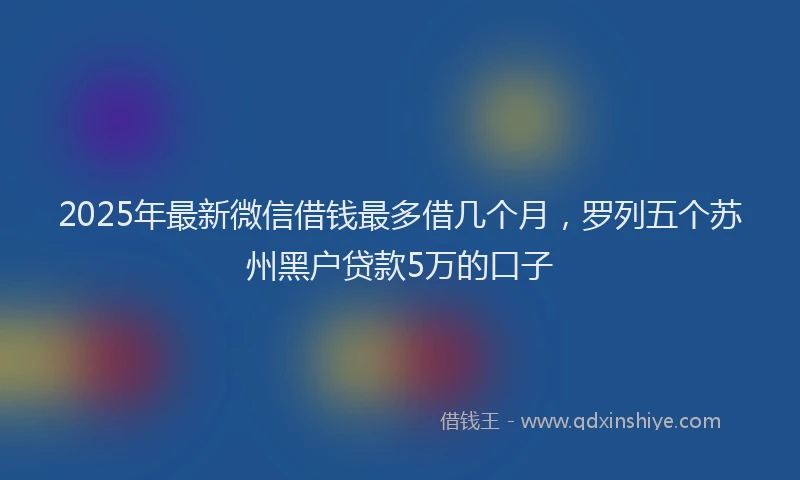 2025年最新微信借钱最多借几个月，罗列五个苏州黑户贷款5万的口子
