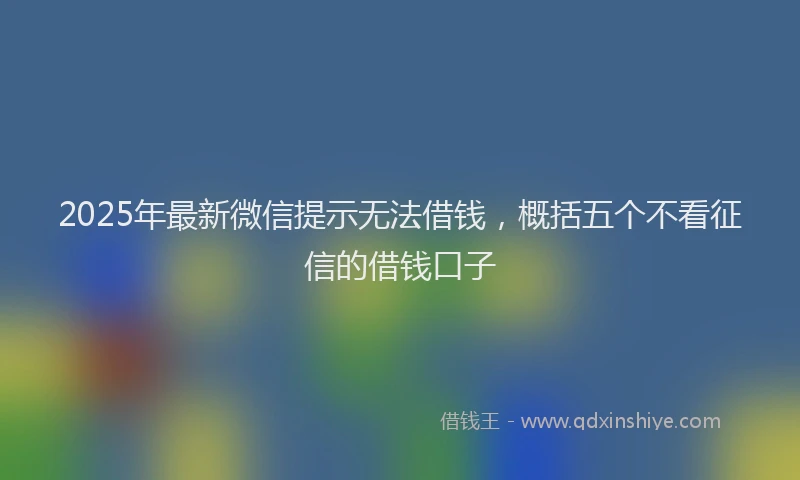2025年最新微信提示无法借钱，概括五个不看征信的借钱口子