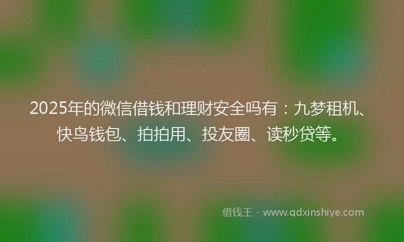 2025年的微信借钱和理财安全吗有：九梦租机、快鸟钱包、拍拍用、投友圈、读秒贷等。