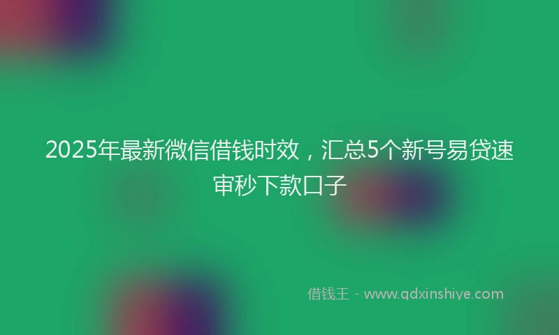 2025年最新微信借钱时效，汇总5个新号易贷速审秒下款口子