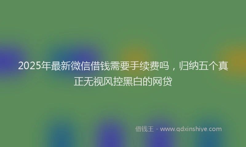 2025年最新微信借钱需要手续费吗，归纳五个真正无视风控黑白的网贷
