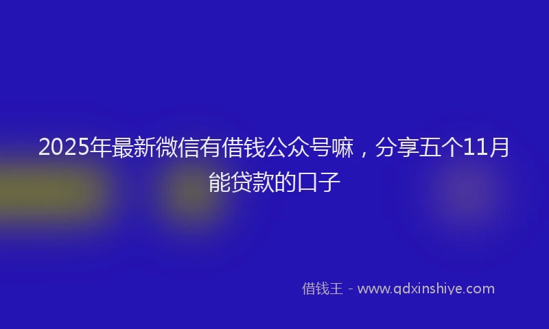 2025年最新微信有借钱公众号嘛，分享五个11月能贷款的口子