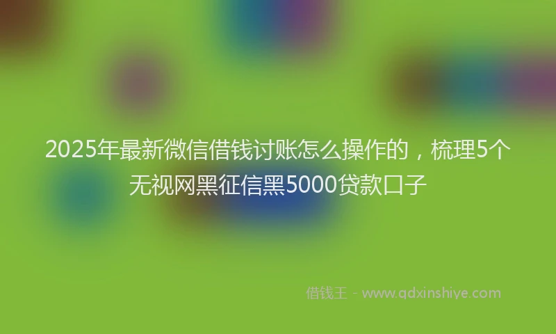 2025年最新微信借钱讨账怎么操作的，梳理5个无视网黑征信黑5000贷款口子