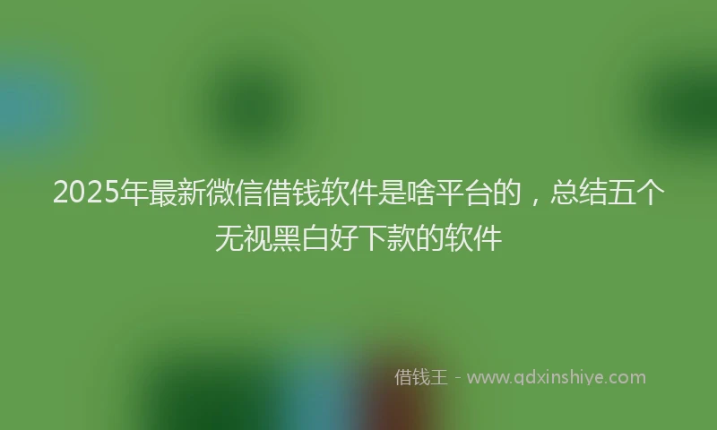 2025年最新微信借钱软件是啥平台的，总结五个无视黑白好下款的软件