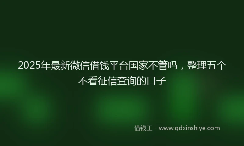 2025年最新微信借钱平台国家不管吗，整理五个不看征信查询的口子