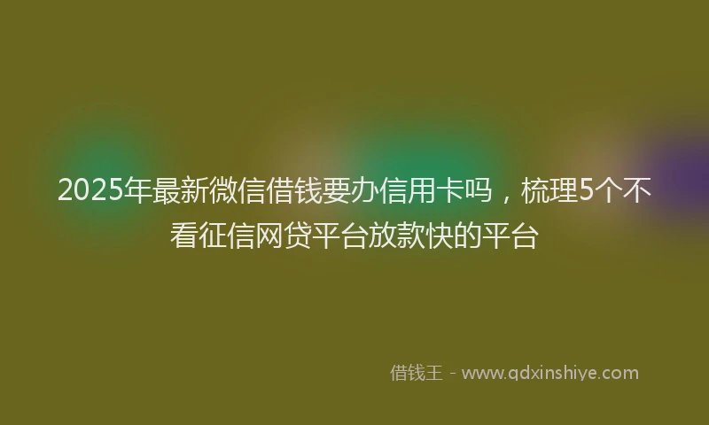 2025年最新微信借钱要办信用卡吗，梳理5个不看征信网贷平台放款快的平台