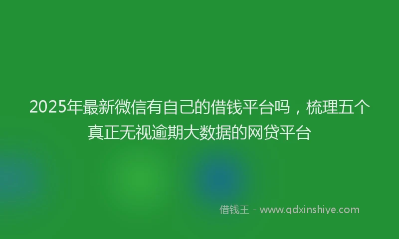 2025年最新微信有自己的借钱平台吗，梳理五个真正无视逾期大数据的网贷平台