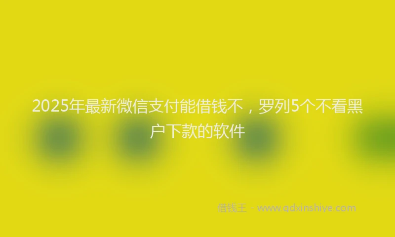 2025年最新微信支付能借钱不，罗列5个不看黑户下款的软件