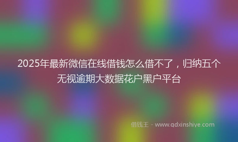 2025年最新微信在线借钱怎么借不了，归纳五个无视逾期大数据花户黑户平台