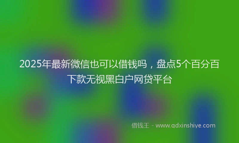 2025年最新微信也可以借钱吗，盘点5个百分百下款无视黑白户网贷平台