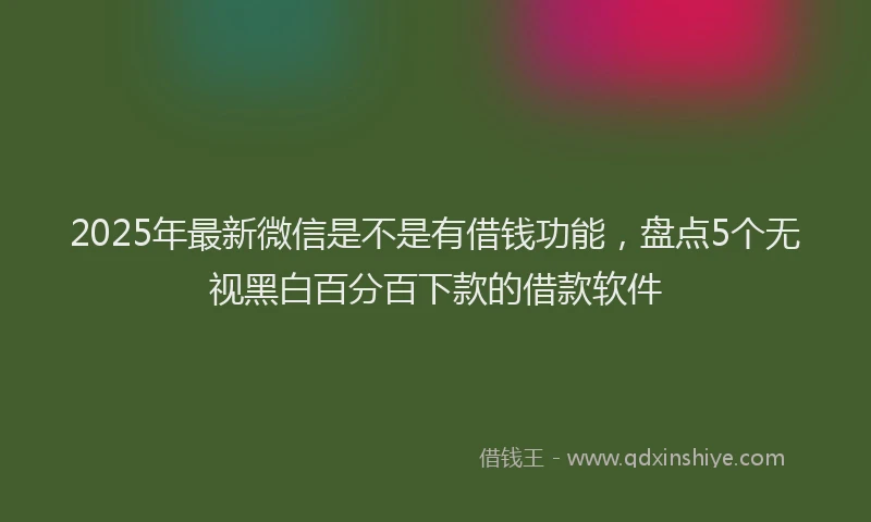 2025年最新微信是不是有借钱功能，盘点5个无视黑白百分百下款的借款软件