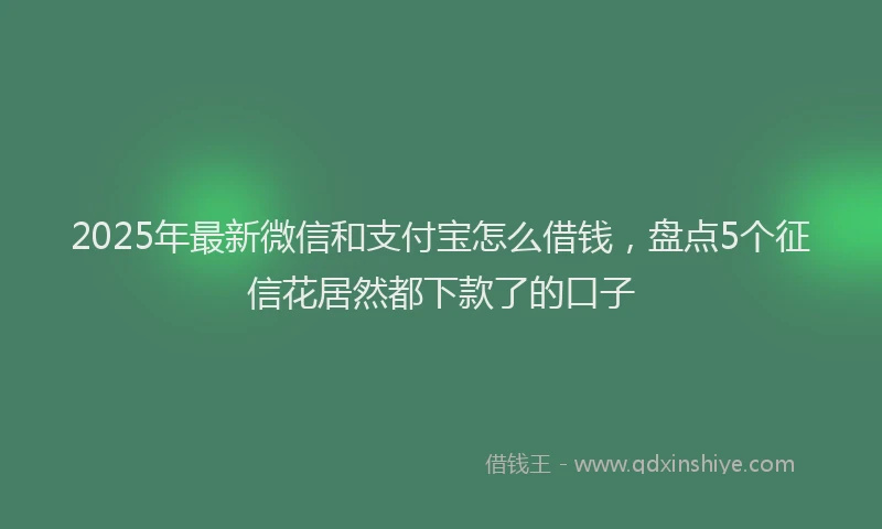 2025年最新微信和支付宝怎么借钱，盘点5个征信花居然都下款了的口子