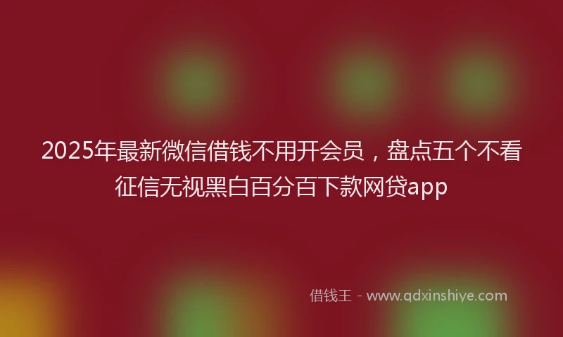 2025年最新微信借钱不用开会员，盘点五个不看征信无视黑白百分百下款网贷app