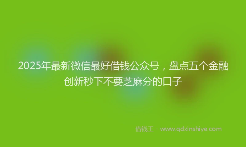 2025年最新微信最好借钱公众号，盘点五个金融创新秒下不要芝麻分的口子