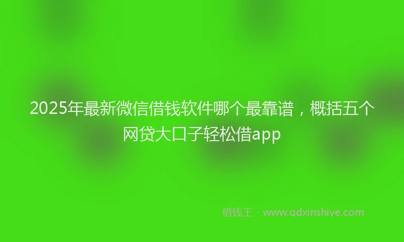 2025年最新微信借钱软件哪个最靠谱，概括五个网贷大口子轻松借app