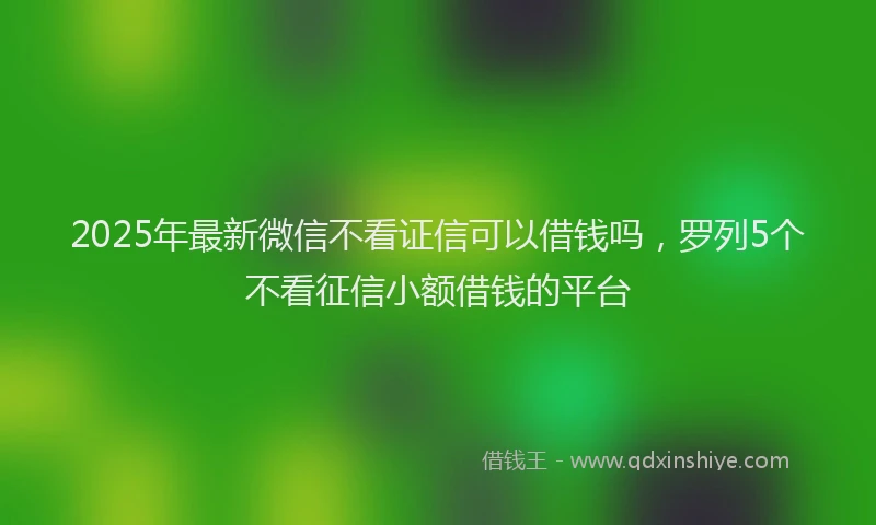 2025年最新微信不看证信可以借钱吗，罗列5个不看征信小额借钱的平台
