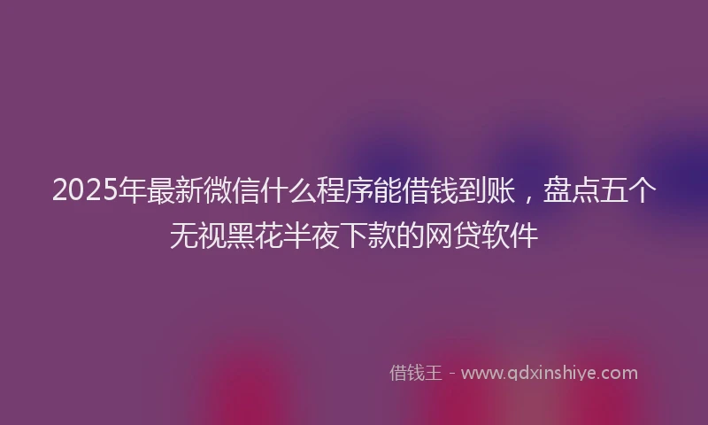 2025年最新微信什么程序能借钱到账，盘点五个无视黑花半夜下款的网贷软件