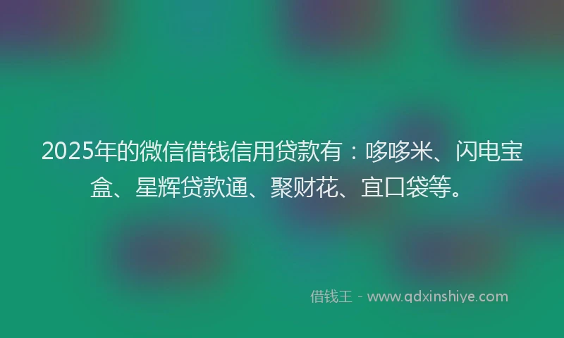2025年的微信借钱信用贷款有：哆哆米、闪电宝盒、星辉贷款通、聚财花、宜口袋等。