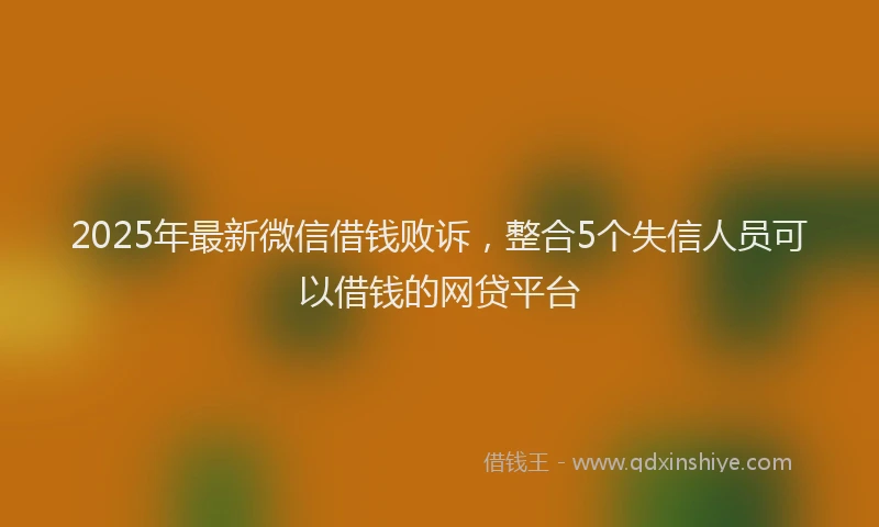 2025年最新微信借钱败诉，整合5个失信人员可以借钱的网贷平台