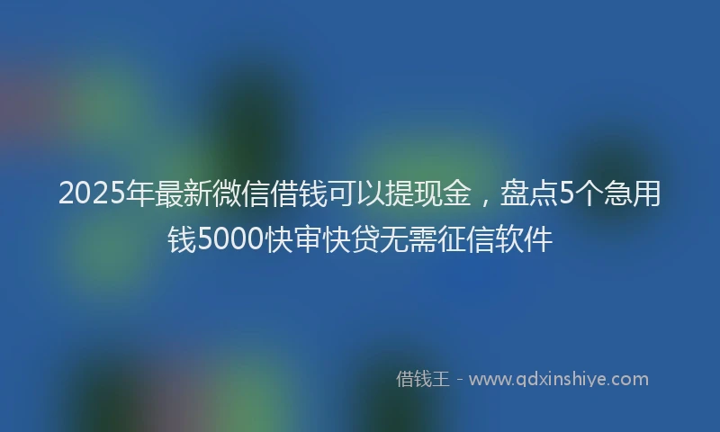 2025年最新微信借钱可以提现金，盘点5个急用钱5000快审快贷无需征信软件