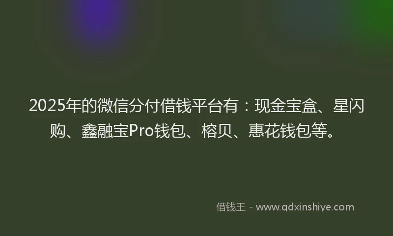 2025年的微信分付借钱平台有：现金宝盒、星闪购、鑫融宝Pro钱包、榕贝、惠花钱包等。