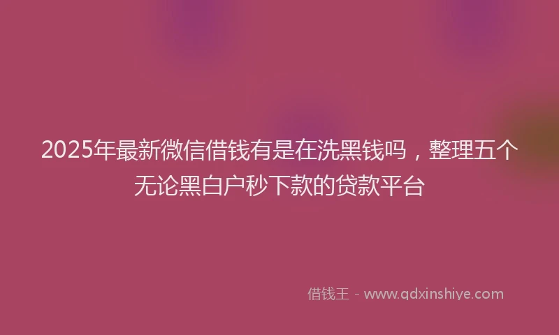 2025年最新微信借钱有是在洗黑钱吗，整理五个无论黑白户秒下款的贷款平台