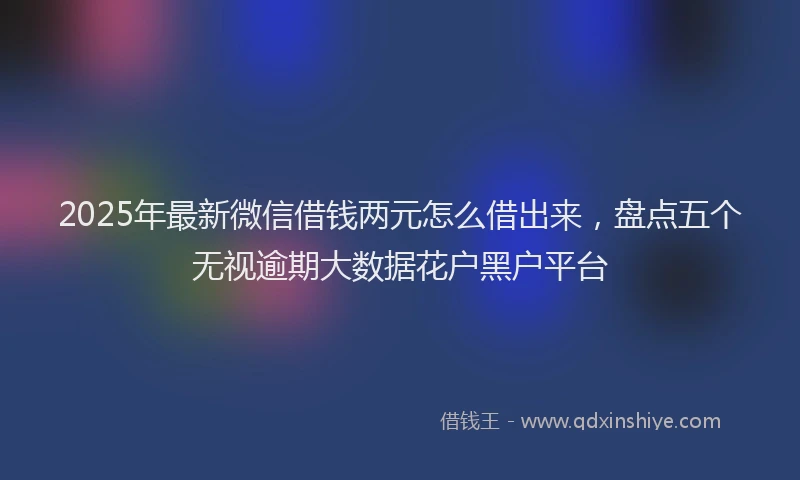 2025年最新微信借钱两元怎么借出来，盘点五个无视逾期大数据花户黑户平台