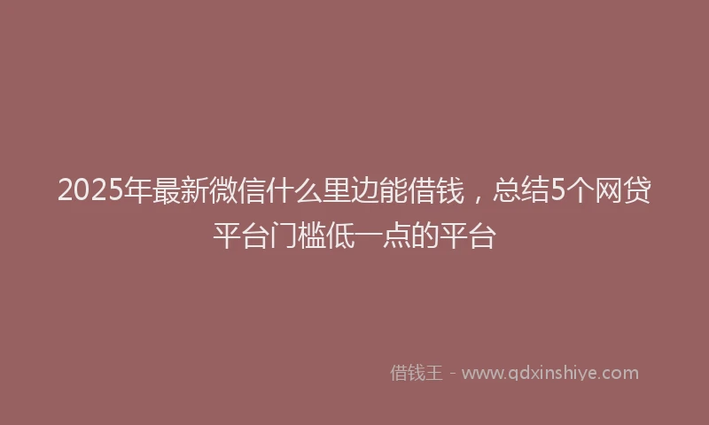 2025年最新微信什么里边能借钱，总结5个网贷平台门槛低一点的平台