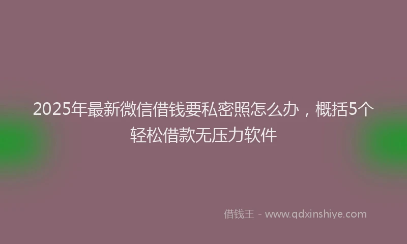 2025年最新微信借钱要私密照怎么办，概括5个轻松借款无压力软件