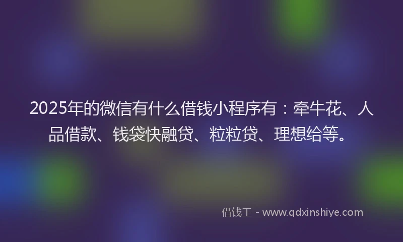 2025年的微信有什么借钱小程序有：牵牛花、人品借款、钱袋快融贷、粒粒贷、理想给等。