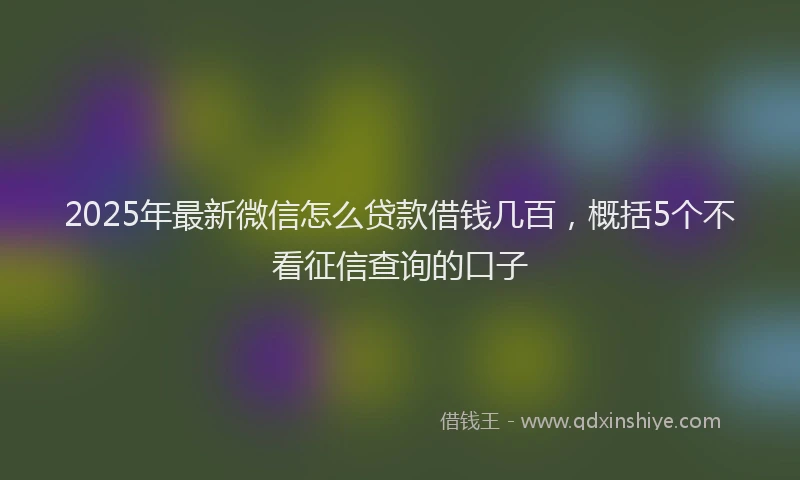 2025年最新微信怎么贷款借钱几百，概括5个不看征信查询的口子