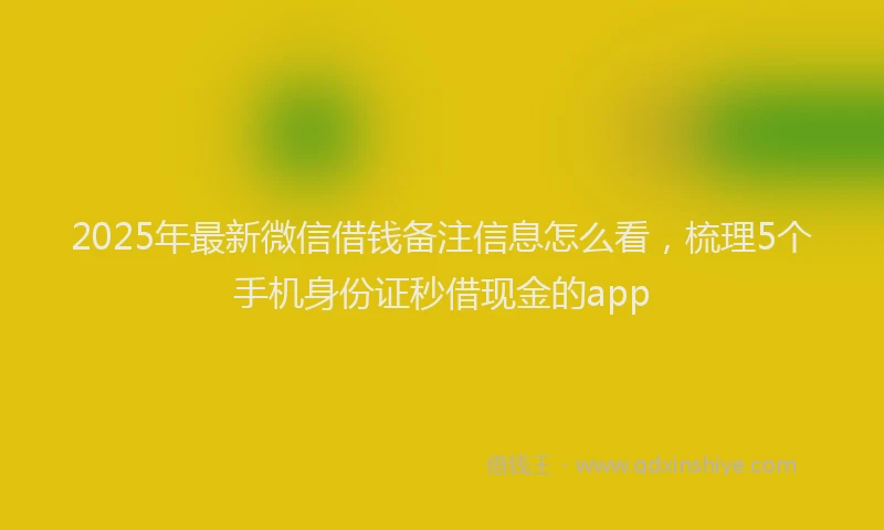 2025年最新微信借钱备注信息怎么看，梳理5个手机身份证秒借现金的app