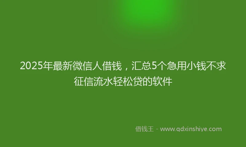 2025年最新微信人借钱，汇总5个急用小钱不求征信流水轻松贷的软件