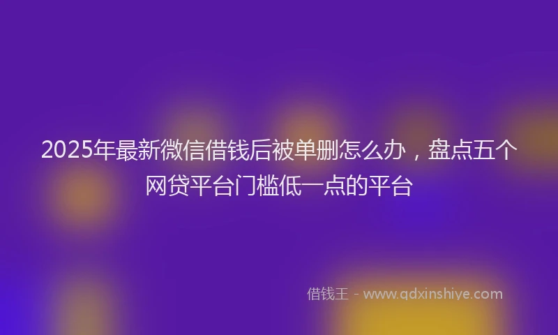 2025年最新微信借钱后被单删怎么办，盘点五个网贷平台门槛低一点的平台