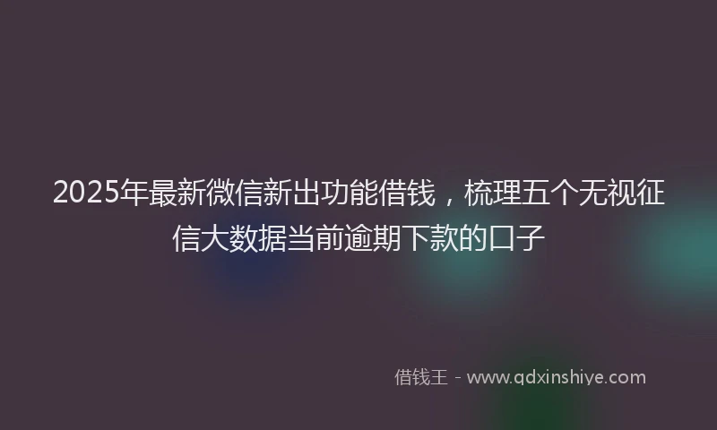 2025年最新微信新出功能借钱，梳理五个无视征信大数据当前逾期下款的口子