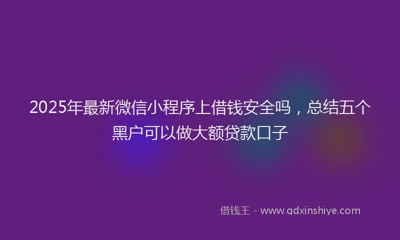 2025年最新微信小程序上借钱安全吗，总结五个黑户可以做大额贷款口子