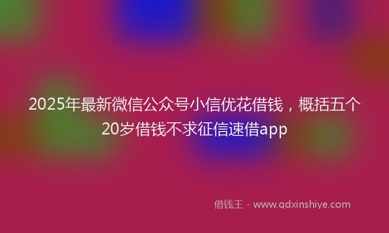 2025年最新微信公众号小信优花借钱，概括五个20岁借钱不求征信速借app