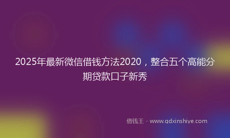 2025年最新微信借钱方法2020，整合五个高能分期贷款口子新秀