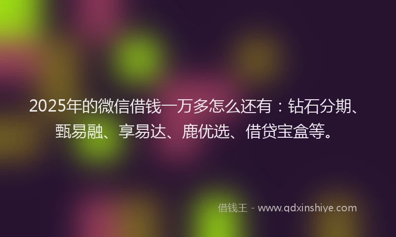 2025年的微信借钱一万多怎么还有：钻石分期、甄易融、享易达、鹿优选、借贷宝盒等。