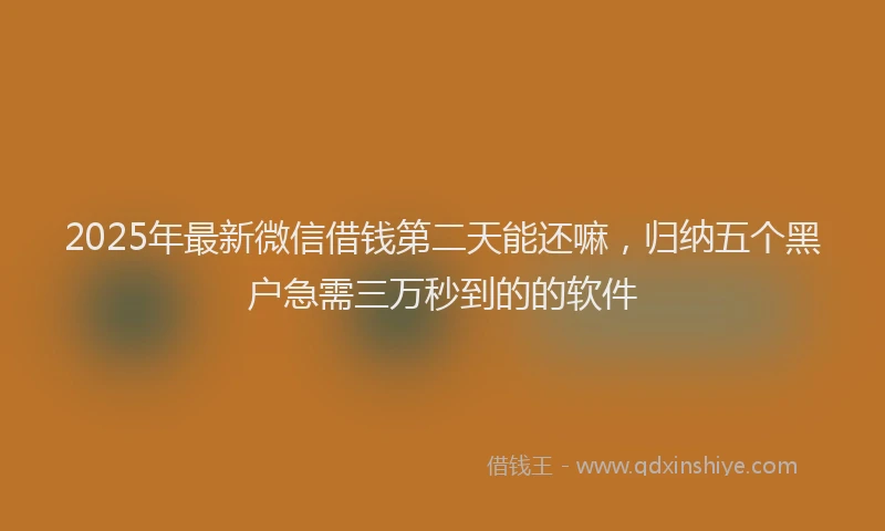 2025年最新微信借钱第二天能还嘛，归纳五个黑户急需三万秒到的的软件