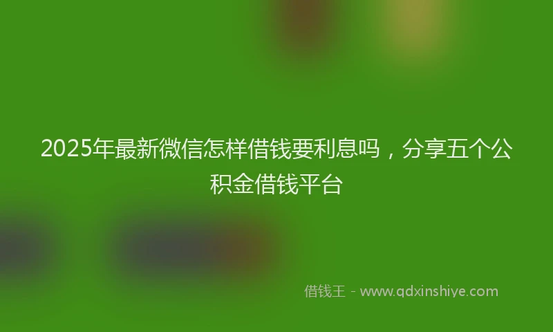 2025年最新微信怎样借钱要利息吗，分享五个公积金借钱平台