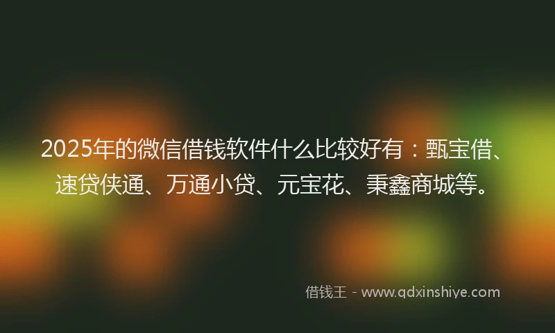 2025年的微信借钱软件什么比较好有：甄宝借、速贷侠通、万通小贷、元宝花、秉鑫商城等。