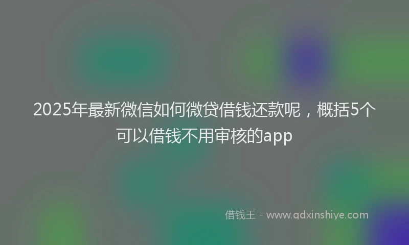 2025年最新微信如何微贷借钱还款呢，概括5个可以借钱不用审核的app