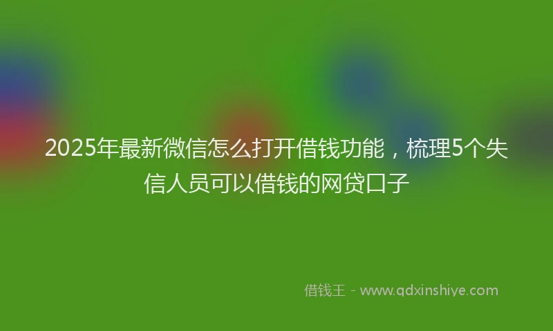 2025年最新微信怎么打开借钱功能，梳理5个失信人员可以借钱的网贷口子
