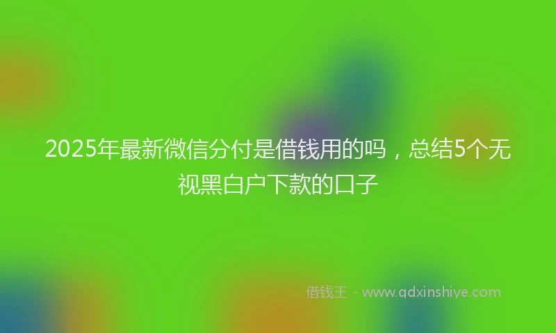 2025年最新微信分付是借钱用的吗，总结5个无视黑白户下款的口子
