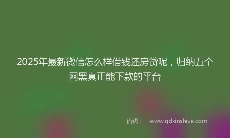 2025年最新微信怎么样借钱还房贷呢，归纳五个网黑真正能下款的平台