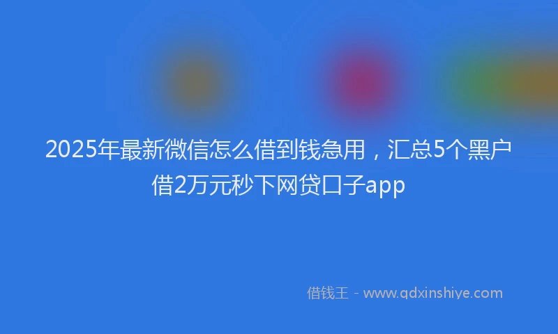 2025年最新微信怎么借到钱急用，汇总5个黑户借2万元秒下网贷口子app