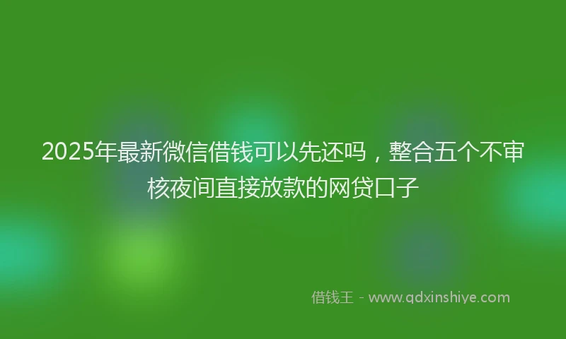 2025年最新微信借钱可以先还吗，整合五个不审核夜间直接放款的网贷口子