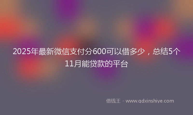 2025年最新微信支付分600可以借多少，总结5个11月能贷款的平台